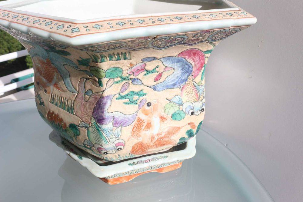 Cachepot Vaso Porcelana Chinesa dinastia Qing (1875 a 1916) 43x27 cm A