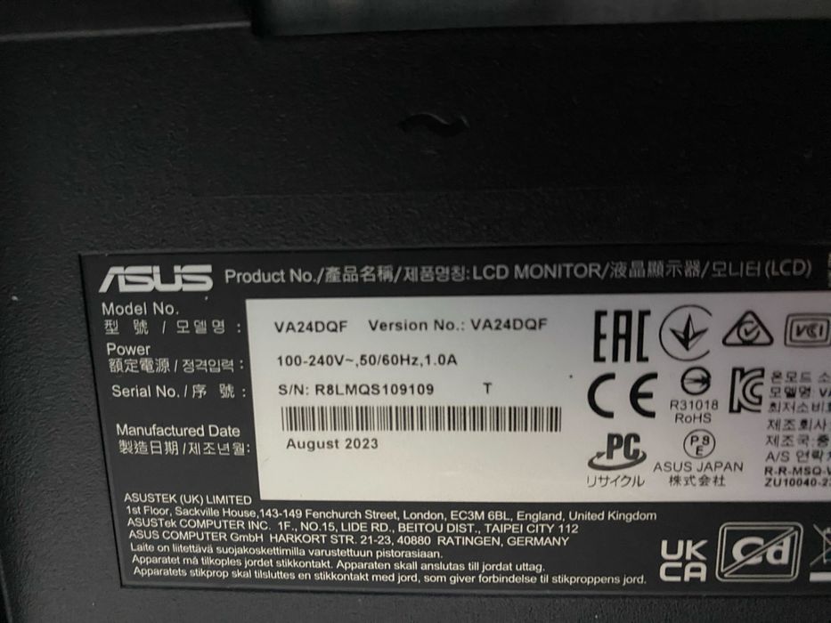 Монитор Asus VA24DF 23,8 100Hz 1ms/mprt