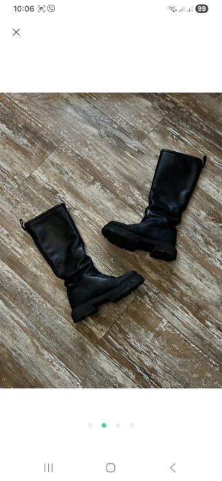 Шкіряні чоботи 38 Zara зима хутро