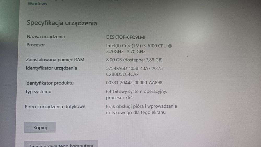 Komputer stacjonarny + Monitor + Głośniki + Klawiatura + Mysz