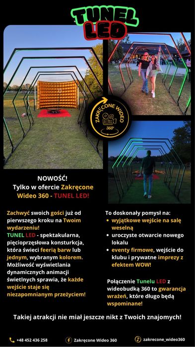 Fotobudka 360 | NOWOŚĆ Tunel LED | Miny Dymne
