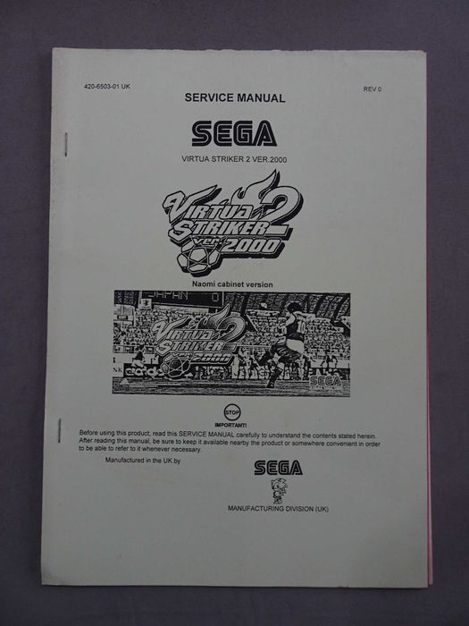 Catálogo / Manual de instruções SEGA - Virtua Striker 2 Service Manual
