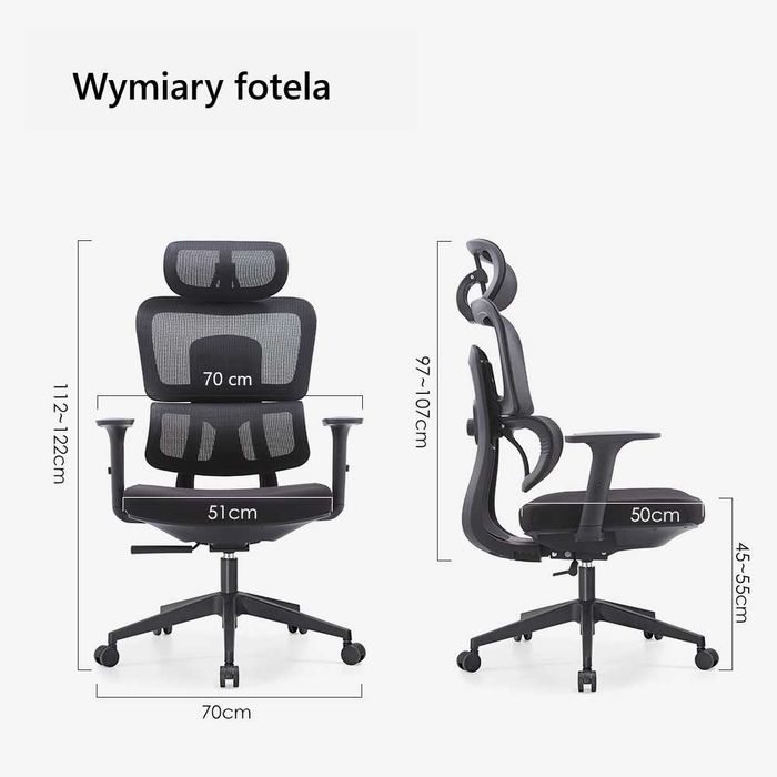 Ergonomiczny fotel obrotowy biurowy SITLAB Active - czarny