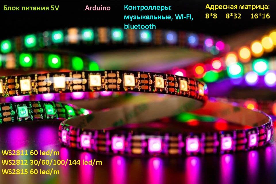 Адресная лента WS2811, WS2812, WS2815 30/60/144 led: 600 грн ...