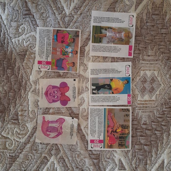Вкладыши(фантики) спорт, деньги(валюта),дисней, барби, Turtless