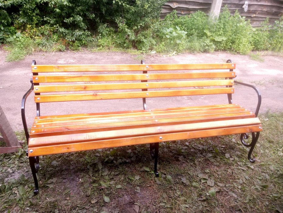 Скамейка дерево ковка