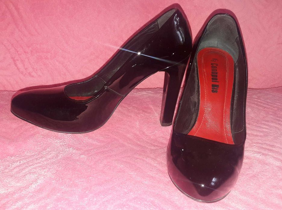 Czarne lakierowane Szpilki skórzane Conhpol BIS 37