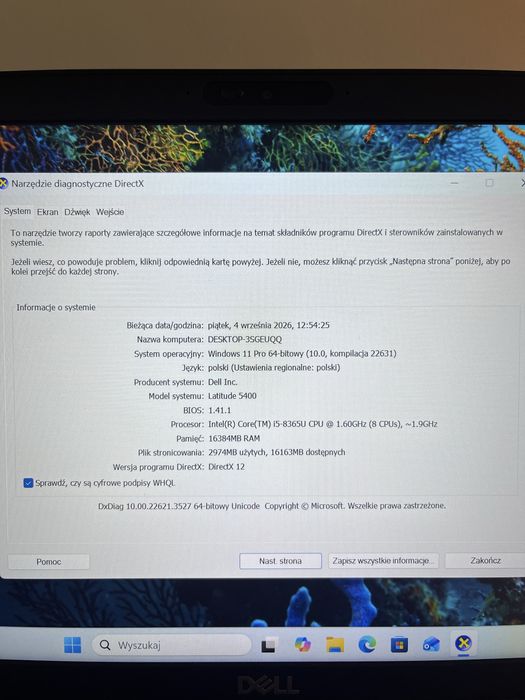 Laptop Dell 5400 i5-8365U 16GB 512GB SSD 14" FHD Win11pro