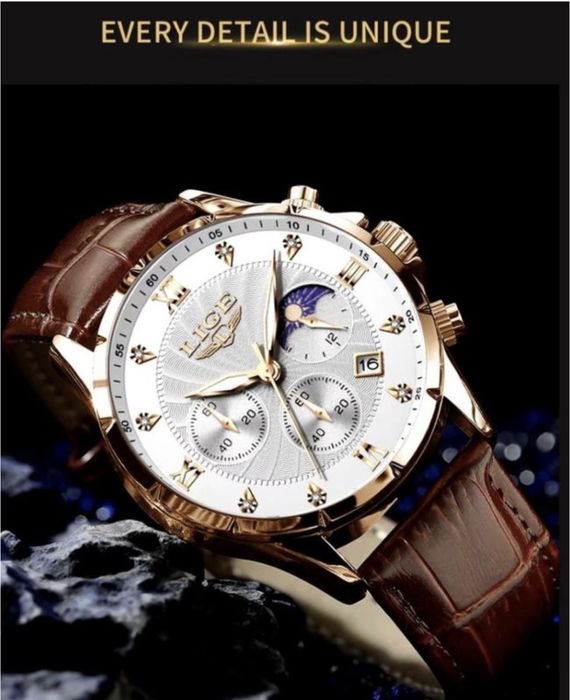 Наручний годинник Lige Luxury Rose Mhite