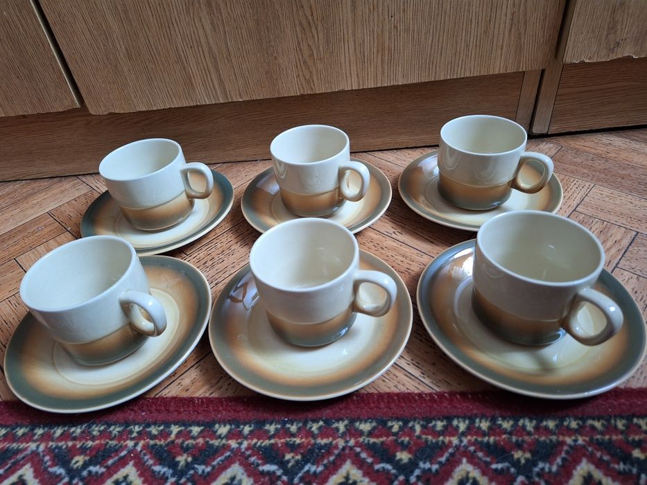 PRL Porcelit Tułowice komplet do kawy 6 filiżanek i 6 talerzyków