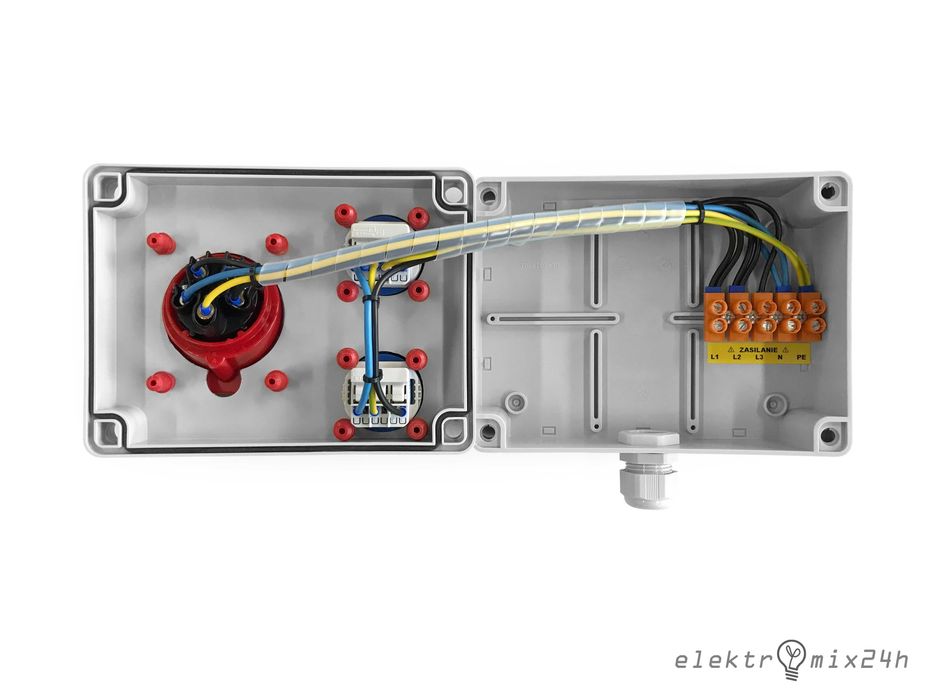 Rozdzielnica elektryczna skrzynka, gniazda 1x16A 400V 5P | 2x16A 230V