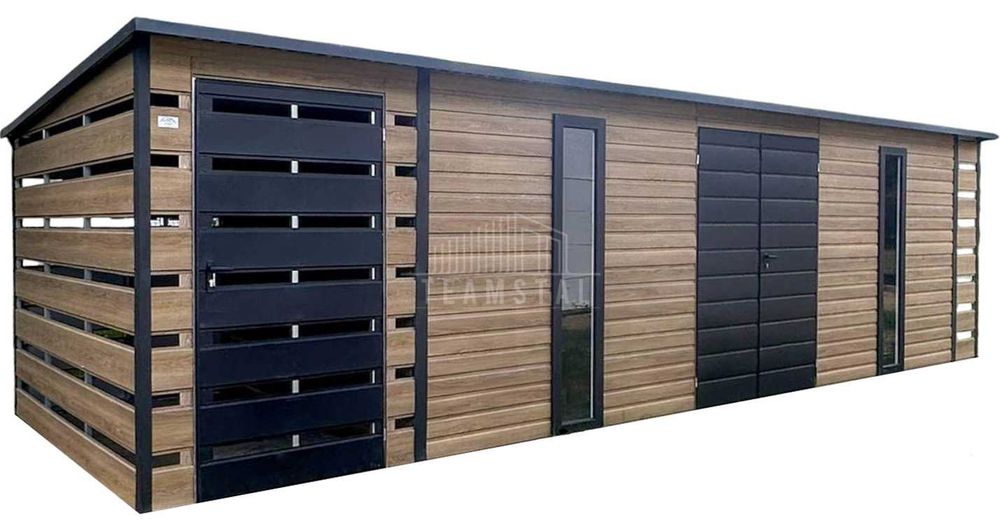 Schowek domek 6x2,5m wiata 0,5m wiata 1,2m drzwi 2x okno TS1135