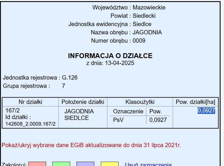Działka budowlana Jagodnia, gm. Siedlce