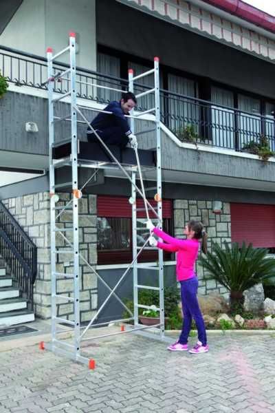 Rusztowanie aluminiowe jezdne FARAONE AK400 z opcją na schody w.r. 5 m