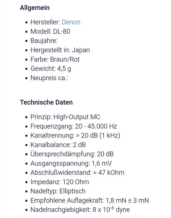 Картридж MC  Denon DL-80 + шелл Technics