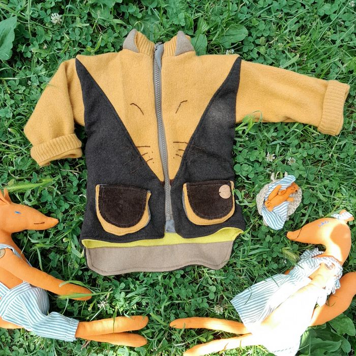 Bluza, kurtka, sweter, wełna 100% z odzysku, merino, lisek, od 74 cm