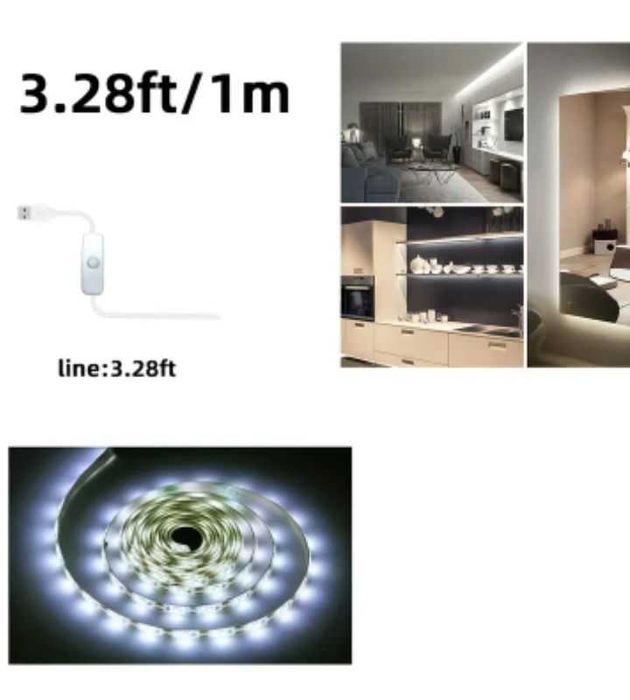 1метр USB-живлені LED стрічка  3000K