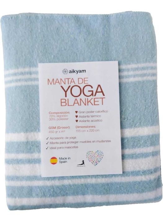 Koc gruby do jogi bawełniany fitness mata 155x220 niebieski nowy XXL