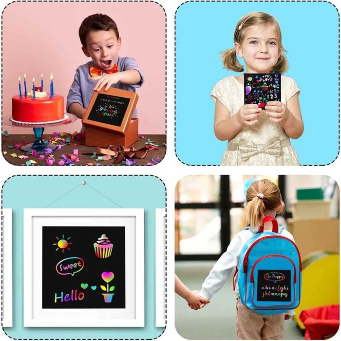 НОВЫЕ Детские раскраски Rainbow Reveal для рисования царапинами 100 шт