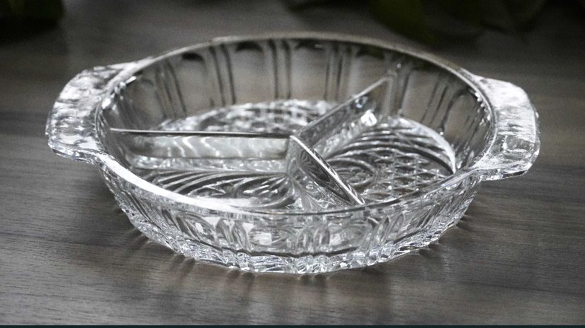 Kryształowy półmisek talerz do serwowania PRL retro vintage