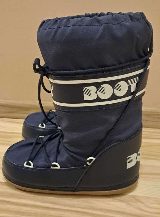 Buty księżycowe vintage 39 40 Moon Boot 90s granatowe śniegowce