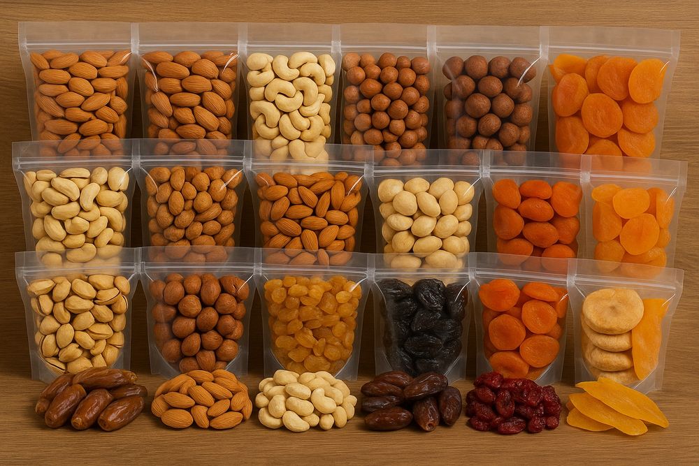 Мигдаль, Фундук, Кешью, Курага, Інжир,Цукати