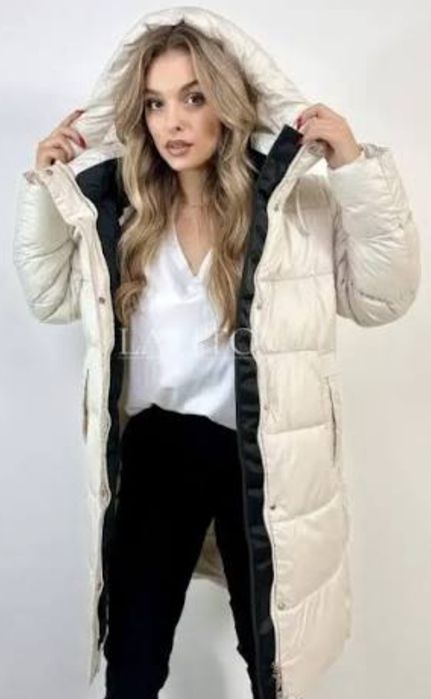 Kurtka zimowa damska kremowa + czapka i komin Gratis