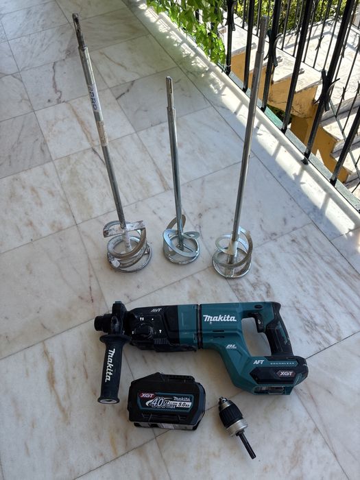 Makita HR007G XGT 40V + Bateria 5.0Ah + Adaptador SDS + 3 Misturadores | Kit Profissional | Excelente Estado SEM FIO