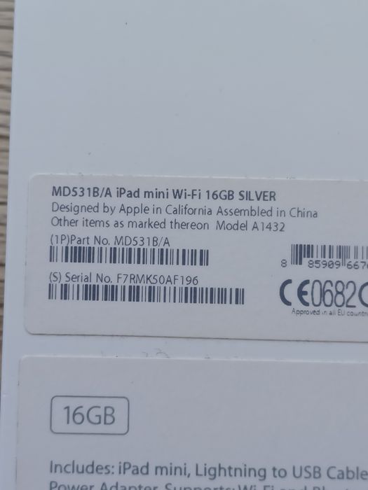 Ipad Mini 16 Gb Srebrny/ biały