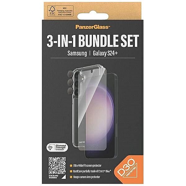 Zestaw PanzerGlass Bundle 3in1 etui przezroczyste + folia + osłona apa