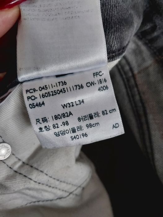 Jeansy Levi's 511 W32 L34 Grey Szare Elastyczne jeansy Basic
