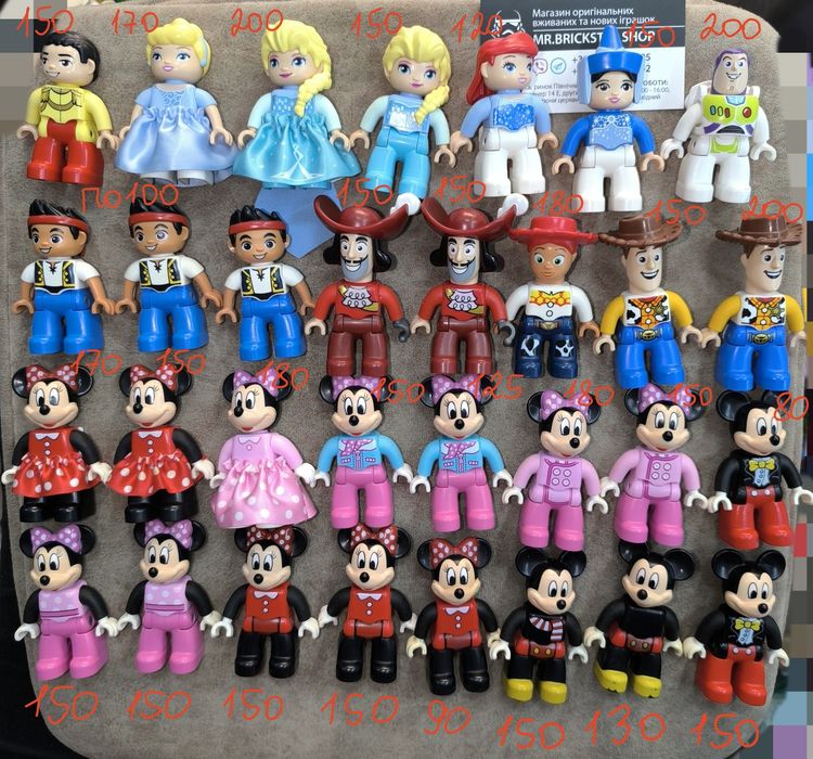 Фигурки Лего Дупло Lego Duplo конструктор человечки фігурки супергерои Микки Маус Минни Маус Золушка Эльза пират Спайдермен Джокер  Винни Пух клоун