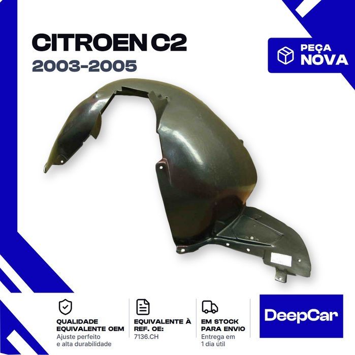 Resguardo de cave de roda Citroen C2 7136.CH Frente Esquerdo (2003-2005) Peça Nova