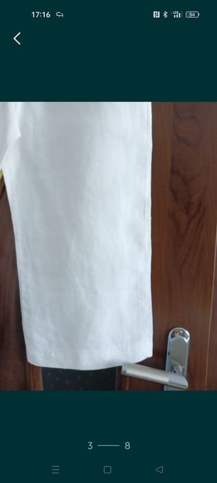 Spodnie lniane 3/4 białe