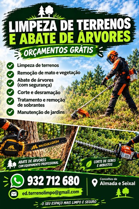 Limpeza de terrenos e abate de árvores