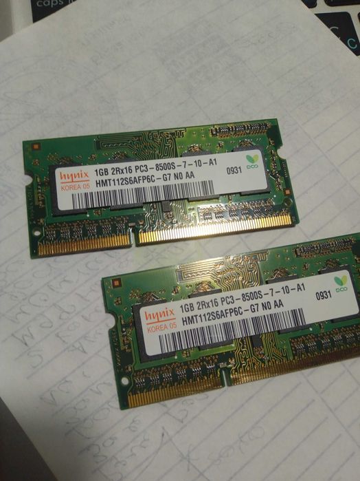 SOdimm memory HYNIX Korea05 DDR3 1Gb 2Rx16 PC3-8500S-7-10-A1.  2 шт.
