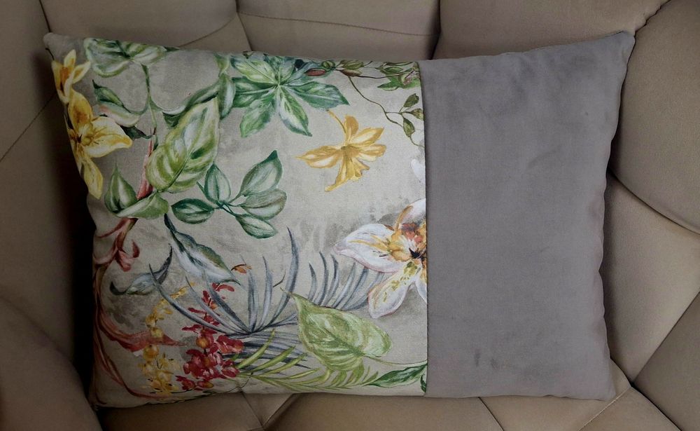 Almofadas rectangulares veludo e aplicação tecido