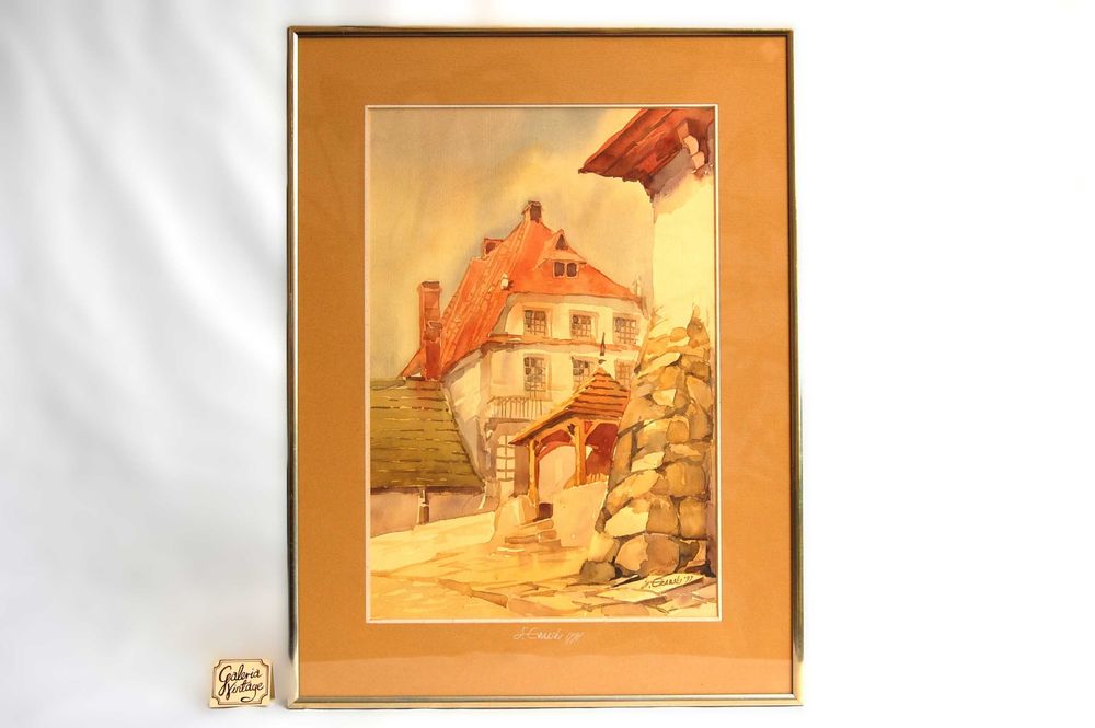 Jan Grabski, akwarela, Kazimierz Dolny, 1997 r. obraz ręcznie malowany