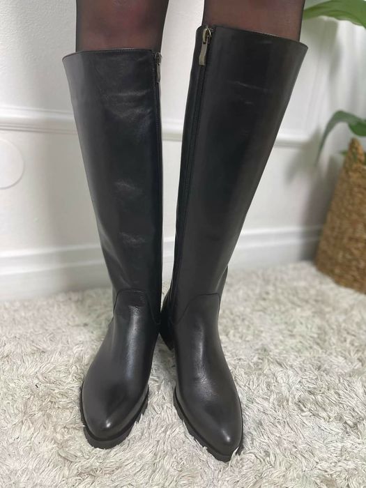 Kozaki damskie skóra naturalna 38 czarne zima