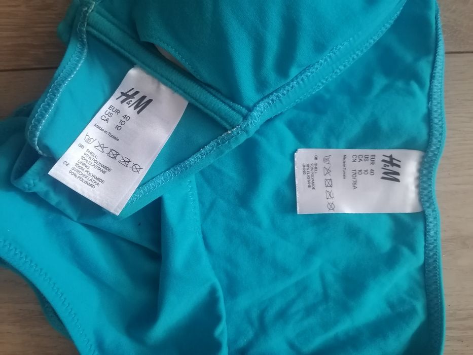 Turkusowy strój kąpielowy dwuczęściowy, H&M, rozm. 40