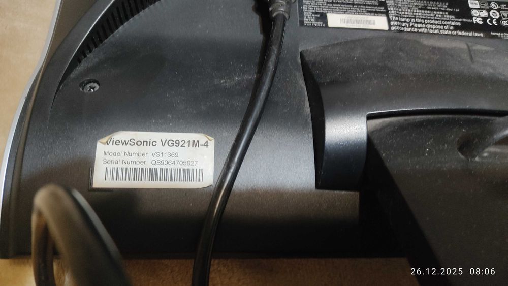 монитор viiew sonic почти новый VG921m Vвидеонаблюдение домофон