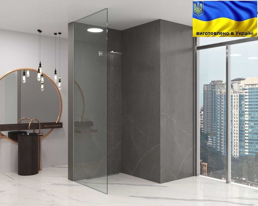 Перегородка для душу. Душова скляна. Скляні двері.