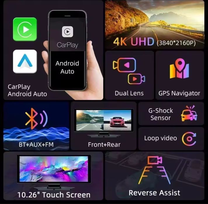 Samochodowy ekran multimedialny 10,26” z AndroidAuto/CarPlay