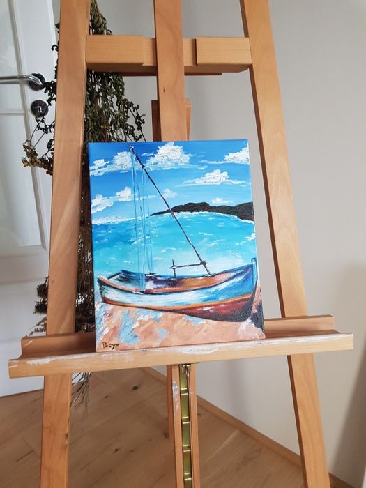 Obraz akryl na płótnie Łódka,  morze,  wybrzeże