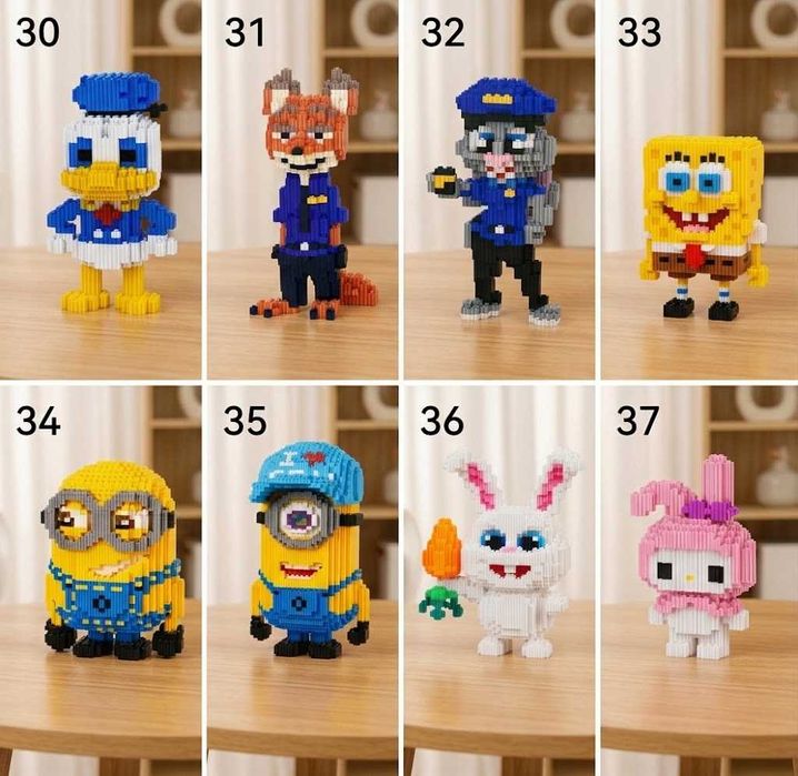 3D Конструктор Bearbrick з міні блоків Наноблок Magic Blocks Ведмедик Бербрік з LED підсвіткою мікроконструктор Ведмедик Мишка Медведь Светиться