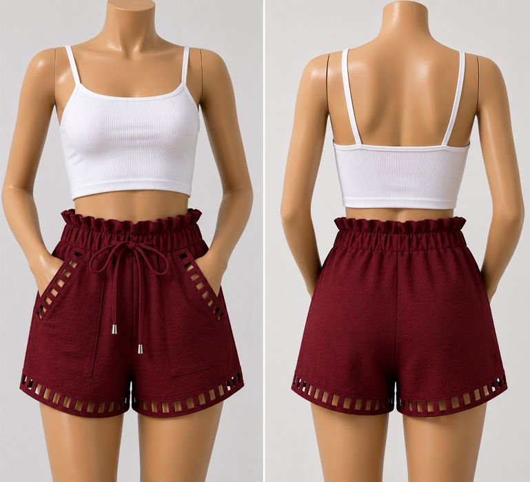 Spodenki burgundowe nowe
