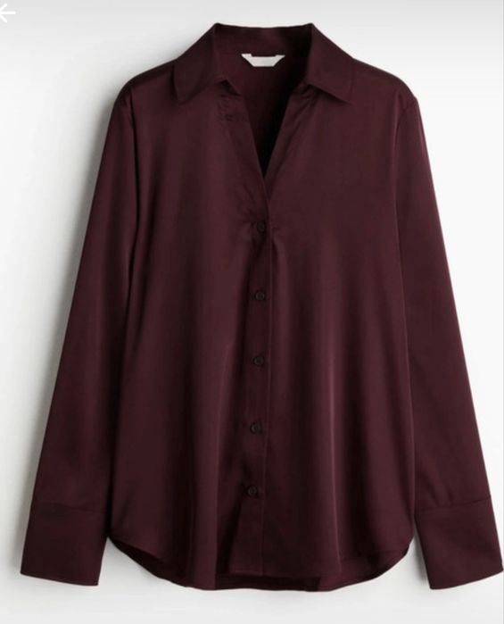 H&M burgundowa  satynowa koszula r. M/38 L/40