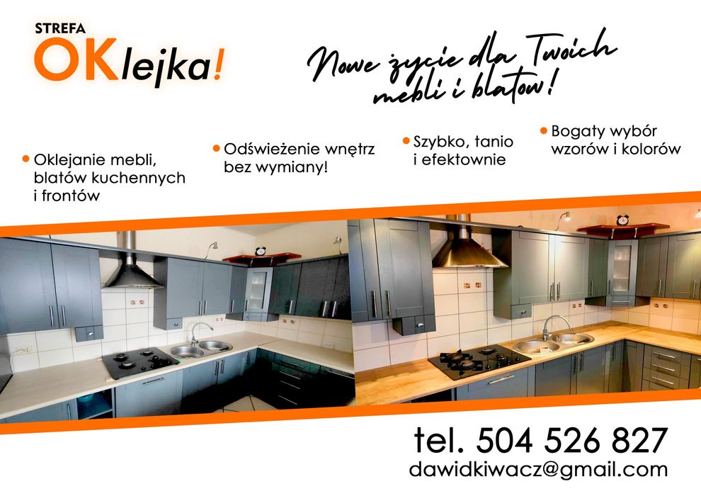 Oklejanie mebli, drzwi, lodówek itp