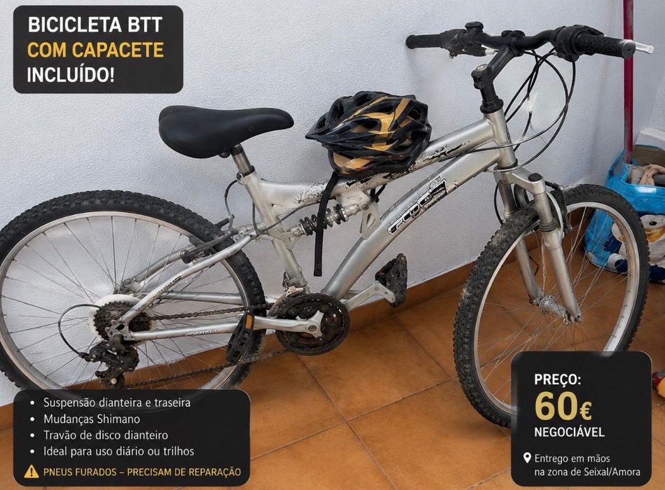 Bicicleta BTT com capacete incluído – 60 € negociáveis