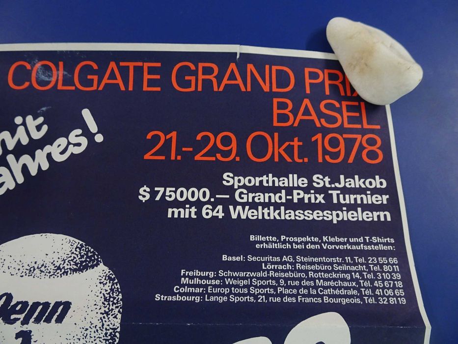 Antigo poster Ténis Tennis Grand Prix Basel 1978 Swiss Indoors